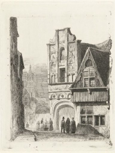 Figures at a Renaissance facade