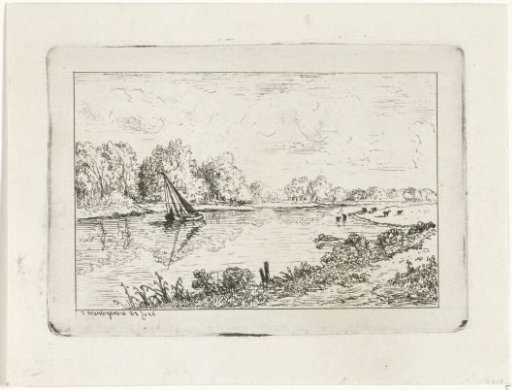 Sailing boat on a river