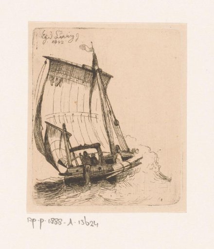 Fishing boat with the number four on the sail