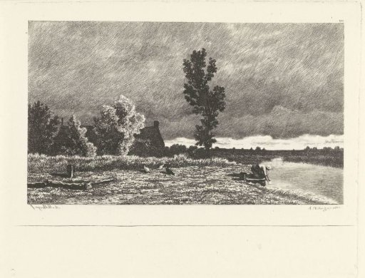 Landscape with a woman washing clothes