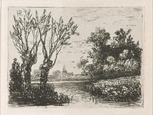 Landscape with two pollard willows