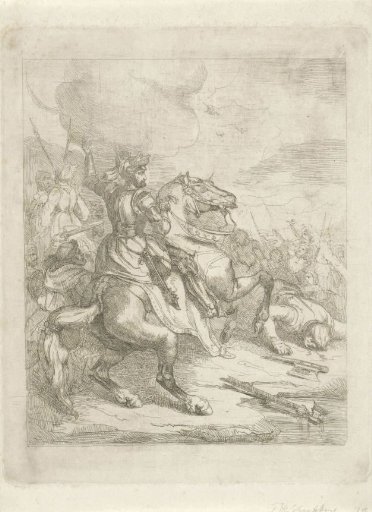 Emperor Henry II the Holy on horseback in a battle