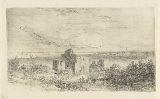 Coastal landscape with a ruin