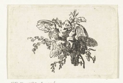 Vignette with two turtledoves
