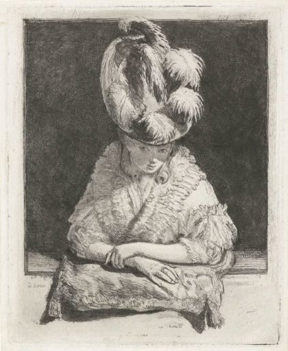 Portrait of a young woman with a hat looking out of the window