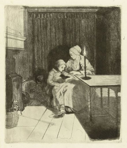 Mother giving her son a lesson