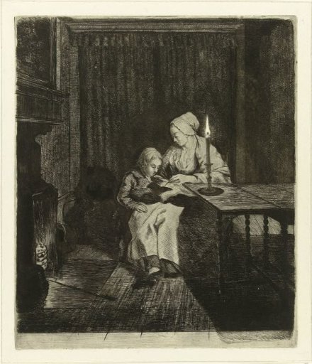 Mother giving her son a lesson
