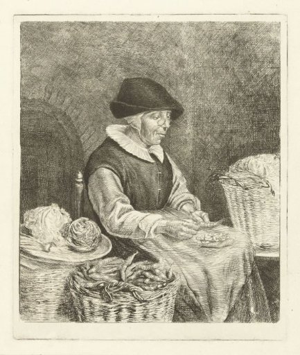 Old Woman Peeling Beans