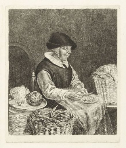 Old Woman Peeling Beans