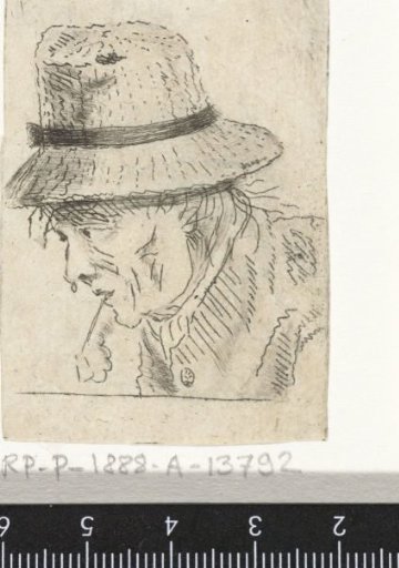 Head of a man with a hat and pipe