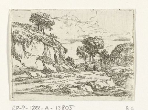 Rocky landscape with a donkey herder