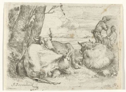 Three cows and two shepherds