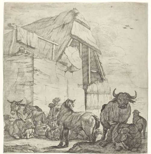 Cattle Resting before a Farm