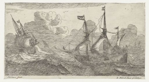 Sailing ships on a rough sea