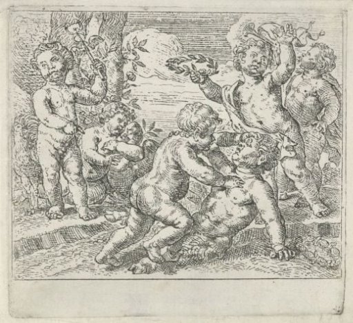 Fighting putti