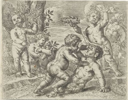 Fighting putti