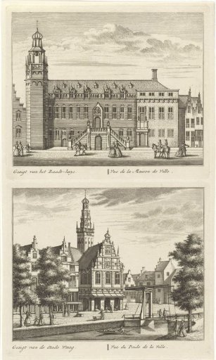 Two Views of Alkmaar with the Town Hall and the Weigh House