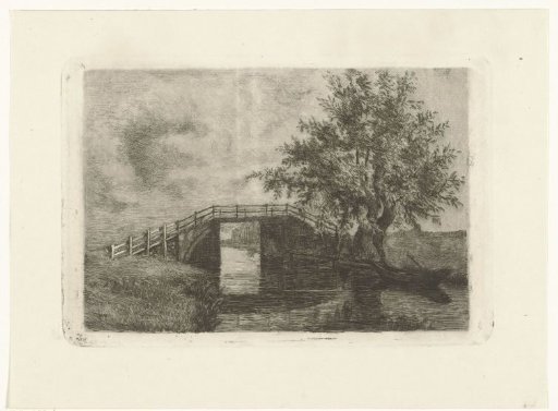 Landscape with a Bridge over a Ditch and a Willow on the Bank