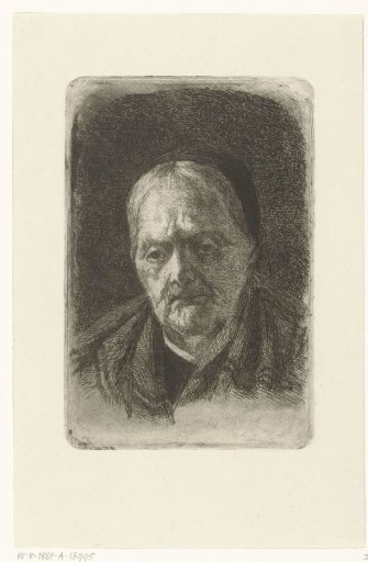 Head of an Old Woman with a Black Cap and Cloth over Her Shoulders