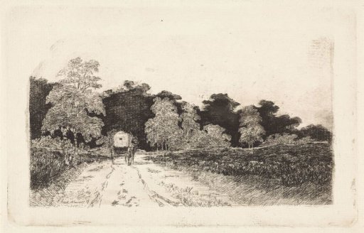 Covered wagon on a road at Driebergen