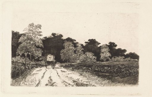 Covered wagon on a road at Driebergen