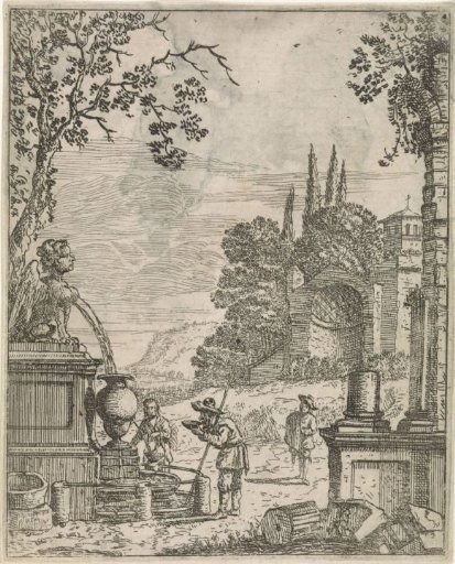 Ruin with walkers