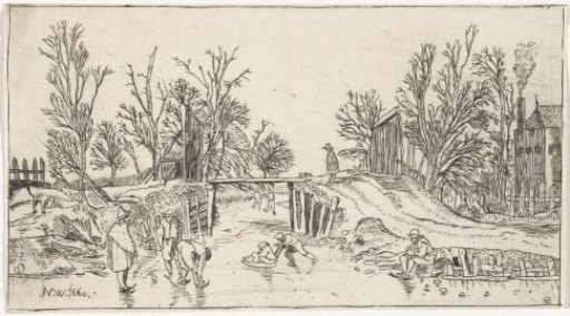 Skaters by a wooden bridge