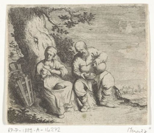 A Man and a Woman Eating Under a Tree