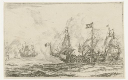 Naval battle with the capture of a ship