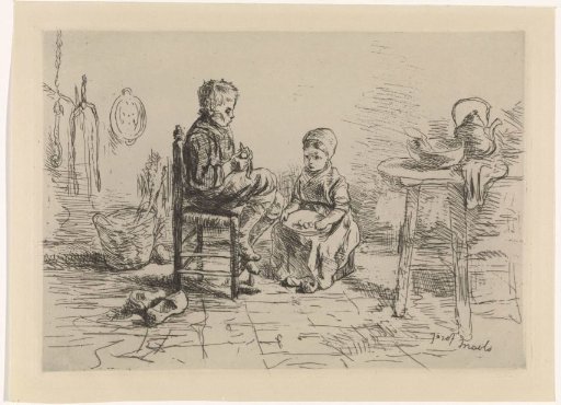 Kitchen Interior with Two Children