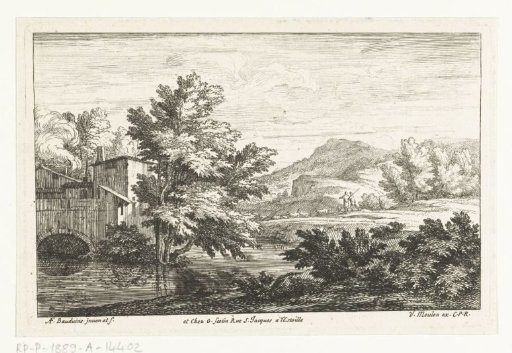 Landscape with sheepherders by a watermill