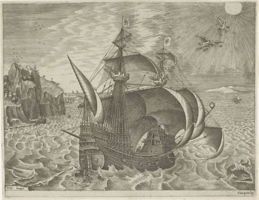 Sailing ship with the Fall of Icarus