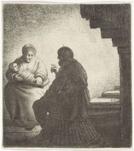Family Sitting by a Spiral Staircase