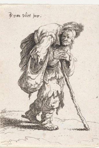 Hunchbacked Beggar with a Walking Stick