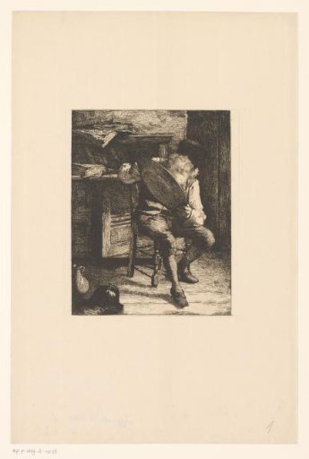 Old man examining a scale