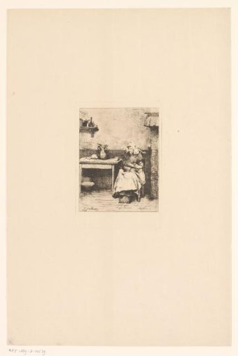 Interior with a peasant woman shelling peas
