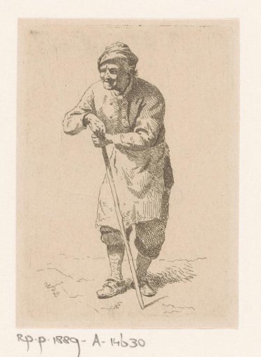Old man leaning on a cane
