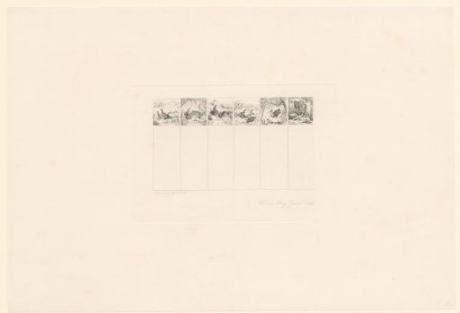 Five depictions of game and one depiction with the hunter's quarry