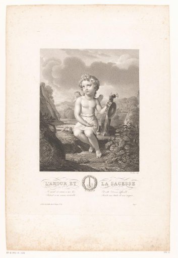 Crying Cupid with a Statue of Minerva
