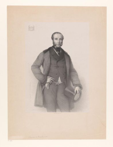 Portrait of an unknown man with a tall hat in his hand