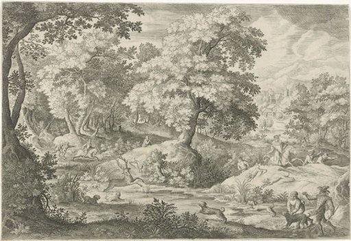 Stag hunt in a marsh