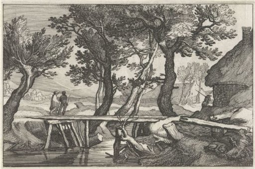 Farmhouses and Small Bridge over a Ditch