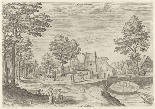 View of the road to the Brussels city gate Overmolen