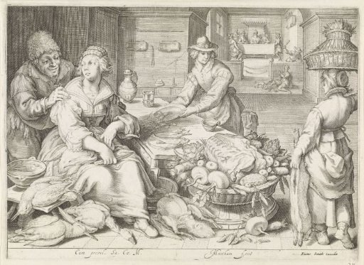 Kitchen piece with the parable of the rich man and poor Lazarus