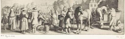 Market scene with horse and cart