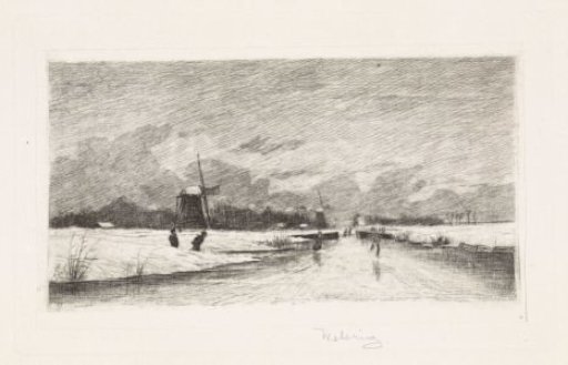Skaters in a Dutch landscape