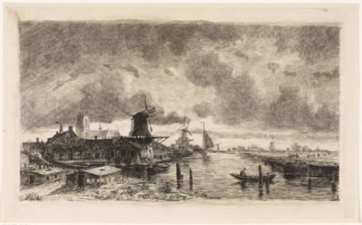 River Landscape with Village and Sawmill