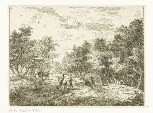 Path through the woods with a cart, walker and rider