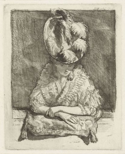 Portrait of a young woman with a hat looking out of the window