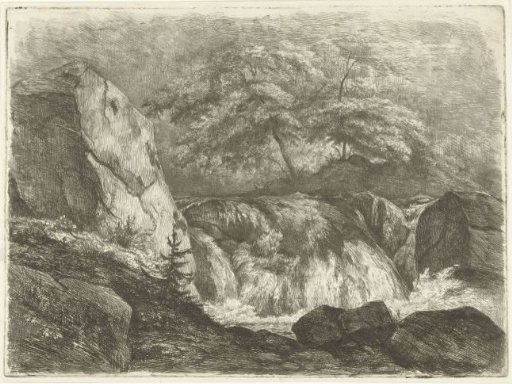 Rocky landscape with waterfall